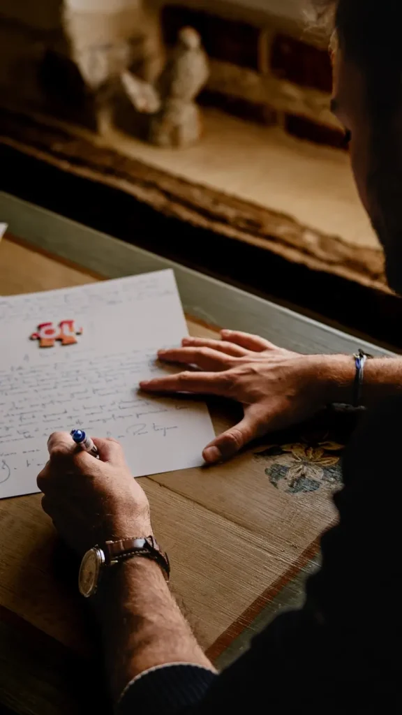 futur marié écrit une lettre à sa femme avant son mariage près d'Amiens - reportage photo contact